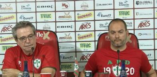 José Roberto Cordeiro e Edgard Montemor em entrevista coletiva no Canindé