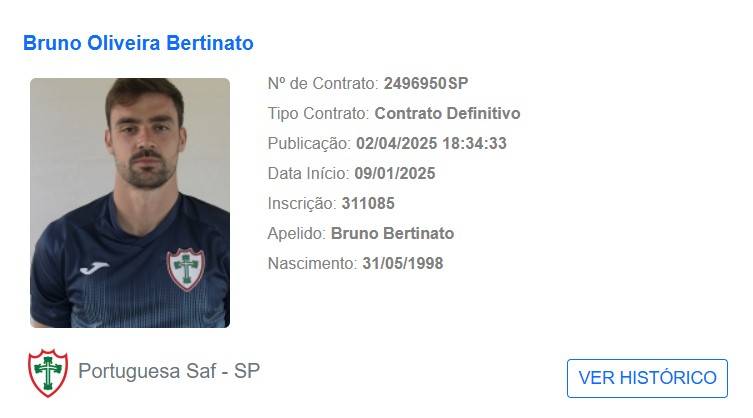 Bruno Bertinato registro como atleta da SAF da Lusa