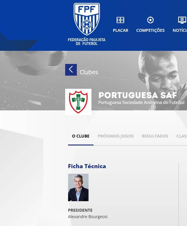 Portuguesa aparece como SAF no site da FPF