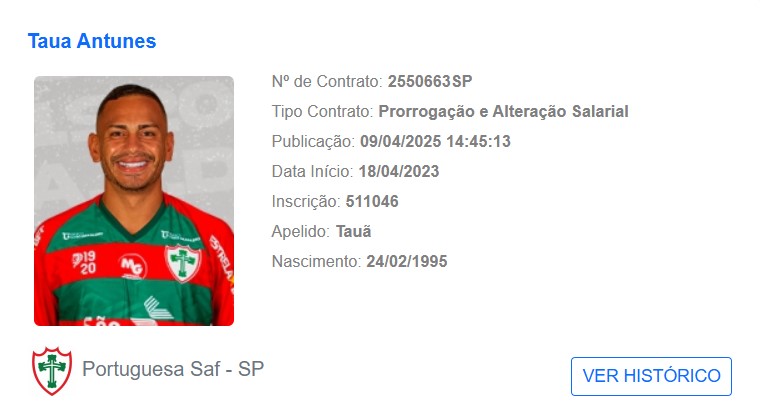 Tauã aparece no BID da CBF